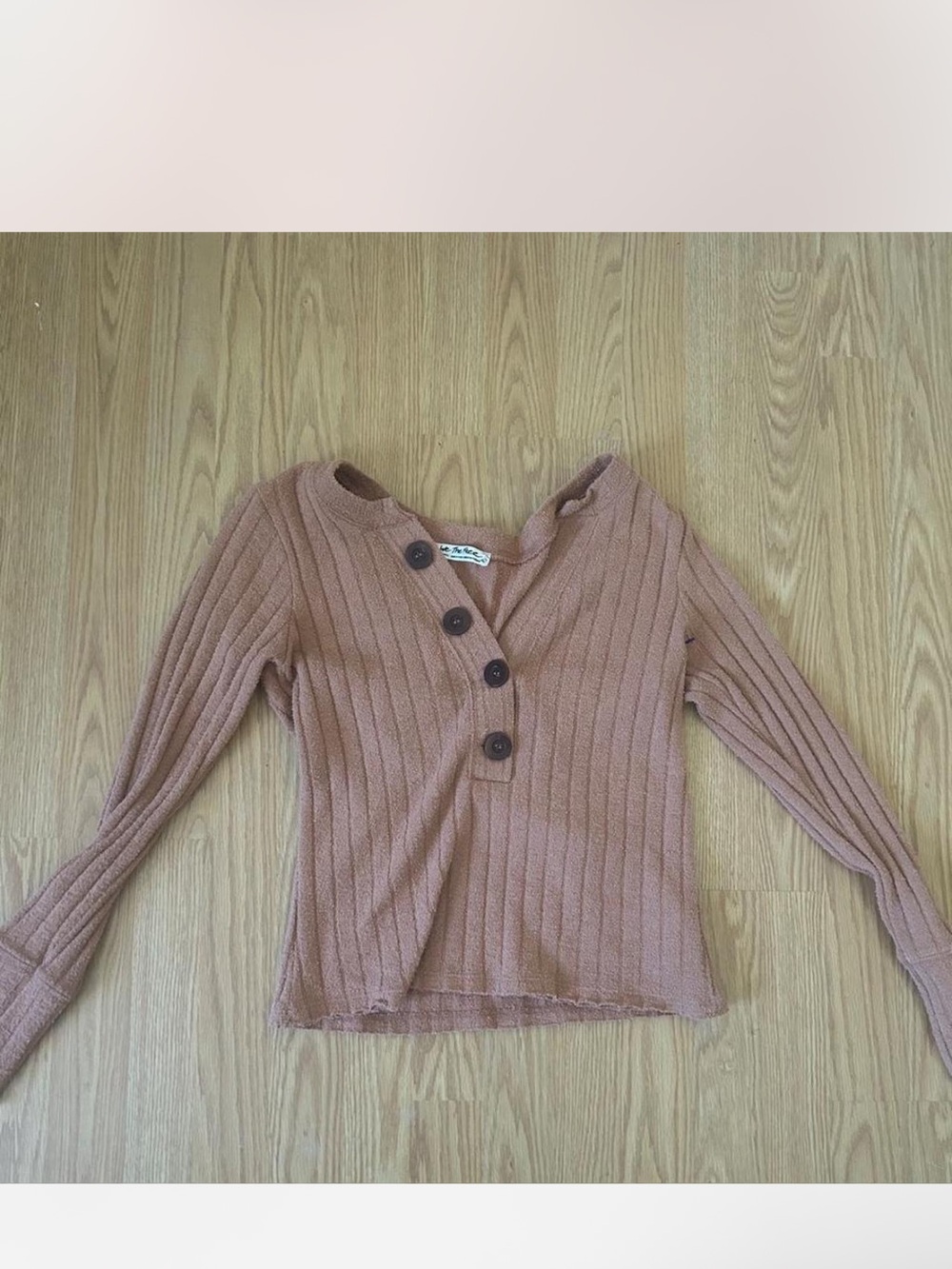 We The Free Textured Button-Front Long Sleeve Top — Mauve